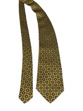 Brooks Brothers Makers Pure Silk Tie Made in USA Gold Navy Medallion- USA