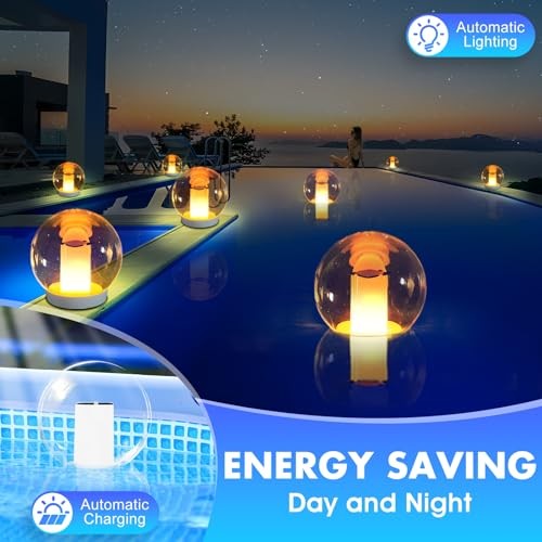 Floating Pool Lights, Waterproof Solar Flame Light,Round Pools Lights Solar - Picture 3 of 8