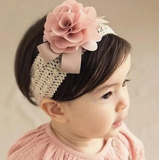 Baby Girl Pink Lace Headband Soft Elastic Newborn Toddler Hair Band Photo Prop