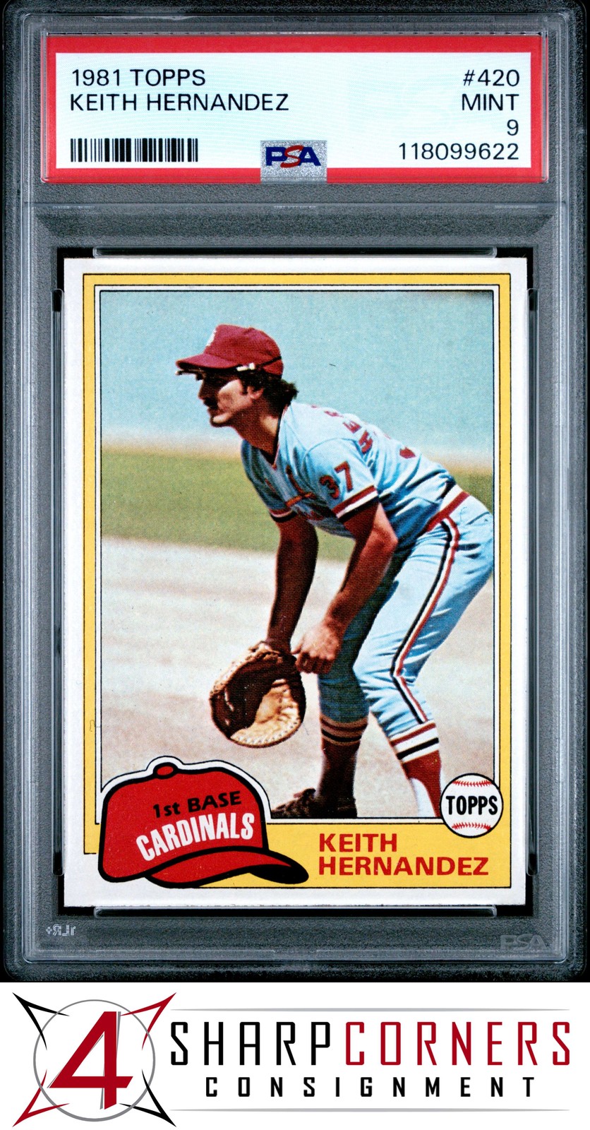 1981 TOPPS #420 KEITH HERNANDEZ CARDINALS PSA 9