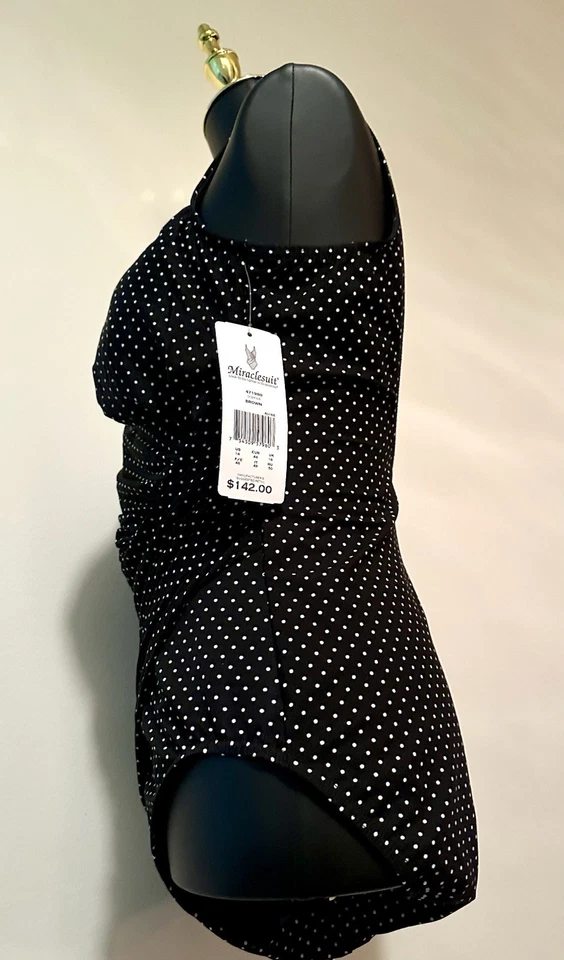 Nuevo con etiquetas Traje de baño Miraclesuit Oceanus negro a lunares de una pieza talla 14 Foto 2 de 4