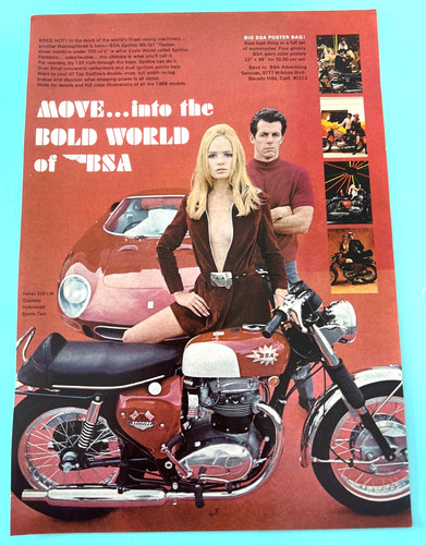 Vintage BSA Motorcycle Spitfire MK4 Print Advertisement