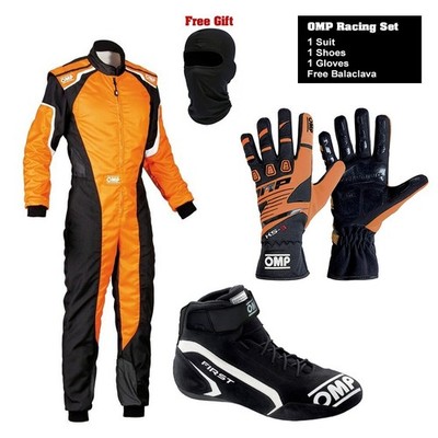 OMP Racing Suit Shoes Gloves Set with FREE Balaclava   Karting Gear Bundle
