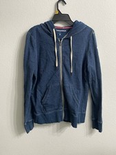 Tommy Hilfiger Sport Zip Hoodie Hooded Sweatshirt Spellout Women  s Size L Blue
