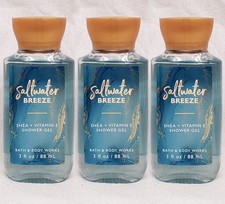 3 Bath  Body Works SALTWATER BREEZE Travel Size Shower Gel Body Wash Mini