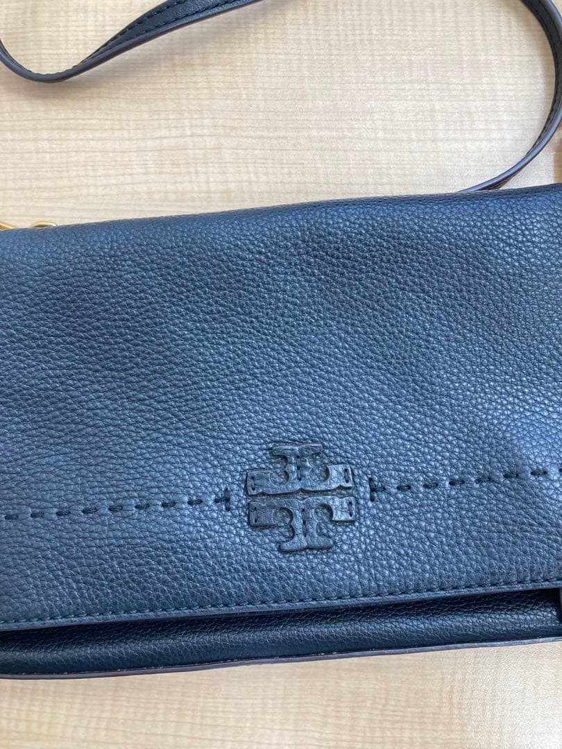 Tory Burch McGraw Shoulder Bag Leather Black Tassel Women's From Japan thumbnail 2