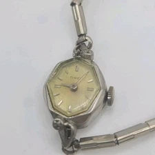 Vintage Timex Mechanical Watch Silver Tone Winds And Ticks
