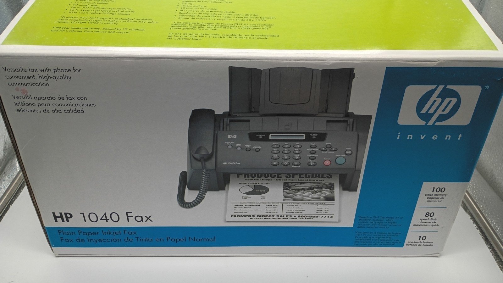 HP 1040 Fax Machine Inkjet Fax Copier Built In Telephone New Open Box