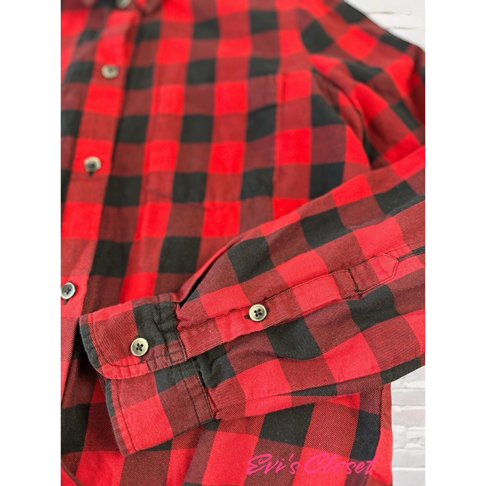 Madewell Flannel Tie-Front Shirt Collared Sasha Red Buffalo Check Women's Small