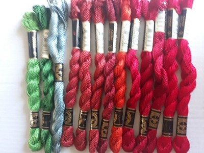 13 DMC Perle Cotton #5 Embroidery Thread Skeins Colorful Needlepoint LOT I