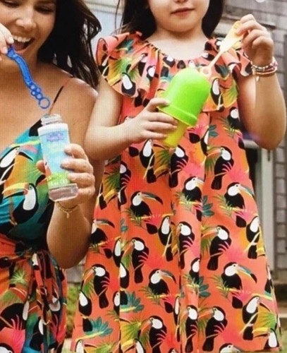 Farm Rio x Anthropologie Toucan Birds Tropical Ruffled 4 Orange Green Animal