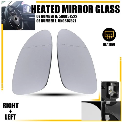 Mirror Glass Passenger Driver Side Heated W/ Backing Plate For 2009-17 VW Tiguan