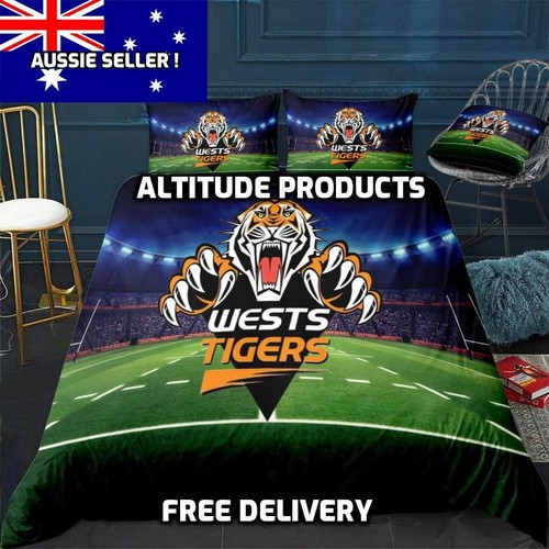 NRL New Wests Tigers Rugby League Doona / Duvet Cover and 2 Pillow Slips - 第 1/6 張圖片