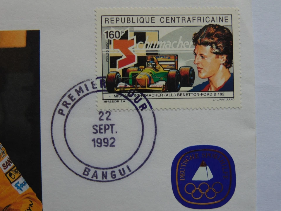 Michael Schumacher Autogramm (gedruckt) auf Brief mit Marke aus Zentralafrika - Bild 2 von 4