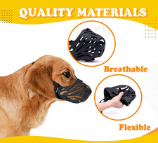 Silicone Basket Dog Muzzle Size 7 Adjustable Straps Breathable Pet Safety L4