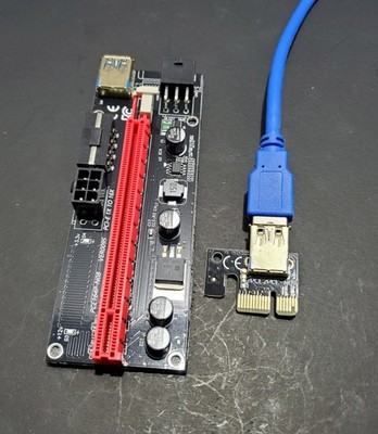 PCI-E 1X to 16X Riser 6 Pin for Video/Graphics Card PCE164P-N08 VER009S