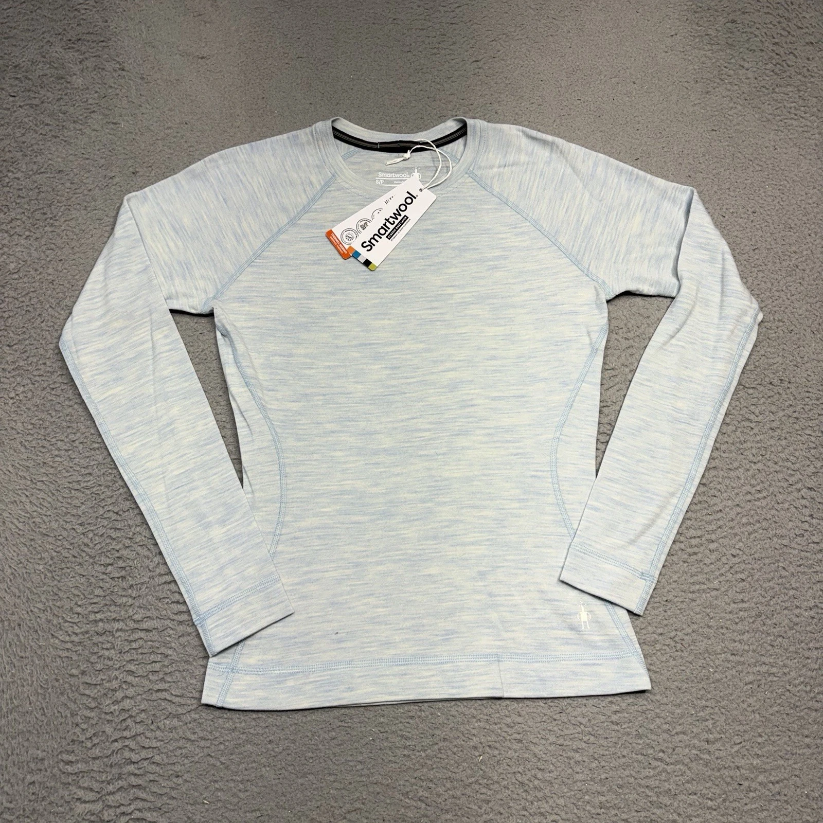 Smartwool Intraknit Thermal Crew Shirt Women Small Blue Merino Wool Base Layer