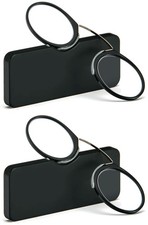 REAVEE 2 Pack Pinch Nose Clip on Reading Glasses Armless 2.0, A2: Black/Black