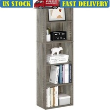 Tall Bookshelf Modern Storage Unit Engineered Wood Home Office Living Room New