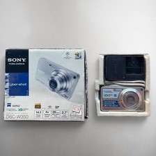 new w box silver Sony cybershot DSC-W350 camera w Battery, Case, Charger tested