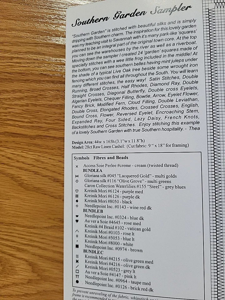 The Victoria Sampler Southern Garden #104 Cross Stitch CHART ONLY Thea Dueck - Image 3 of 3