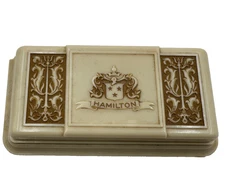 ANTIQUE JEWELRY BOX HAMILTON WATCH Co WELL PRESERVED CELLULOID BLUE VELVET INSDE