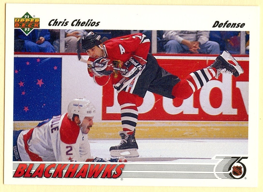 1991-92 Upper Deck Chris Chelios Hockey card #354 Chicago