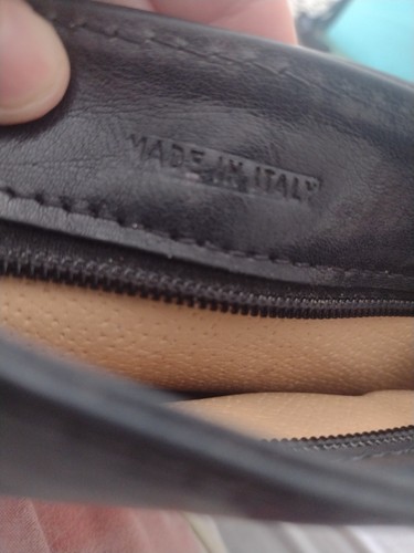 Vintage Italian Leather Shoulder Bag Black 9x9 Made in Italy 20" Strap Drop, $19.2 - Photo 9