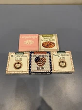 SET(5) VINTAGE LONGABERGER Multi Themed Basket Tie Ons W/Boxes