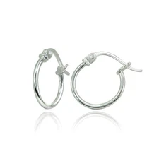 925 Silver Tiny Small 12mm Polished Round Thin Lightweight Unisex Hoop Earrings