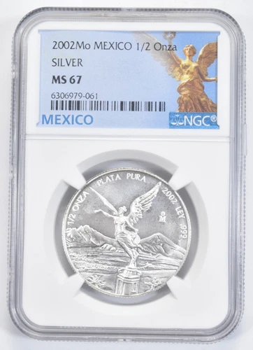 1/2 Mexican Onza 2002 MS67 Libertad Mexico Mexican NGC