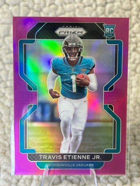 2021 Prizm Travis Etienne Jr Pink Prizm Rookie Card #344 Jacksonville Jaguars RB