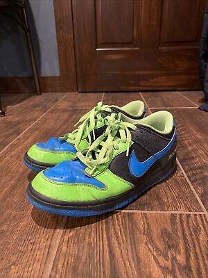 blue and lime green nike shoes