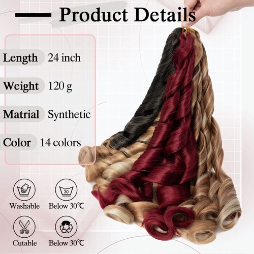 Estensioni sintetiche setose ricci francesi onda capelli intrecciati 24" naturali come umani - Foto 4 di 30