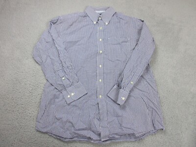 Tommy Hilfiger Shirt Mens Adult Large Blue White Plaid Button Up Casual Preppy
