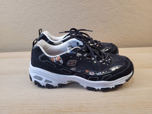 Skechers D Lites Roses Blooming Path Damenschuhe geblümt schwarz 13082 Größe 9,5