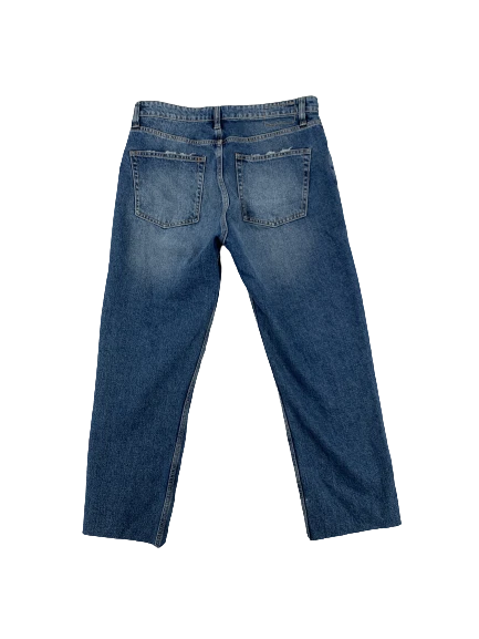 Zara Jeans Womens Size 8 Authentic Denim By TRF Button Fly Raw Hem Tapered Leg