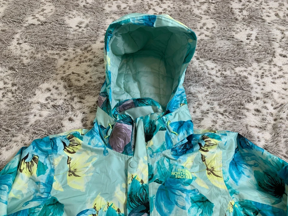 The North Face Womens Jacket Medium Blue Floral Hyvent Hoodie Insulated Outdoors - Image 2 of 4