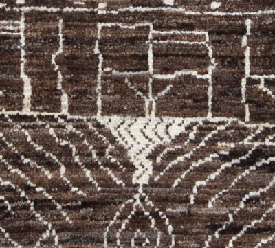 2  X 3   Area Rug Brown Knotted Fine Weave Wool New Peshawar Moroccan  Style .