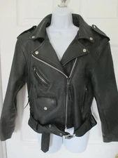 Wilsons Leather Open Road Black Motorcycle Jacket / Coat Size S Biker
