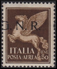 c.50 bruno soprastampa fortemente spostata a sinistra, G. a cavallo ** (118/Iab)