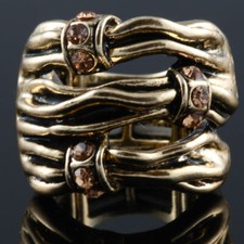 FASHION COCKTAIL RING GOLD TONE CRYSTAL RHINESTONE CELEBRITY STYLE STRECH