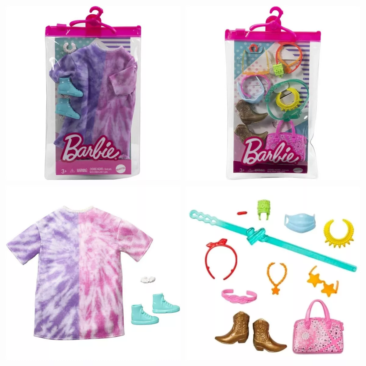 LOT OF 2) Mattel - Barbie Fashion Pack of Doll Clothes & Accessories