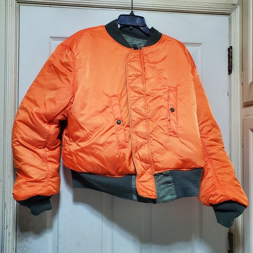 Alpha Industries Jacket Men Larggge Black Orange MA 1 Bomber Flight MIL-J-82790J - Picture 3 of 22
