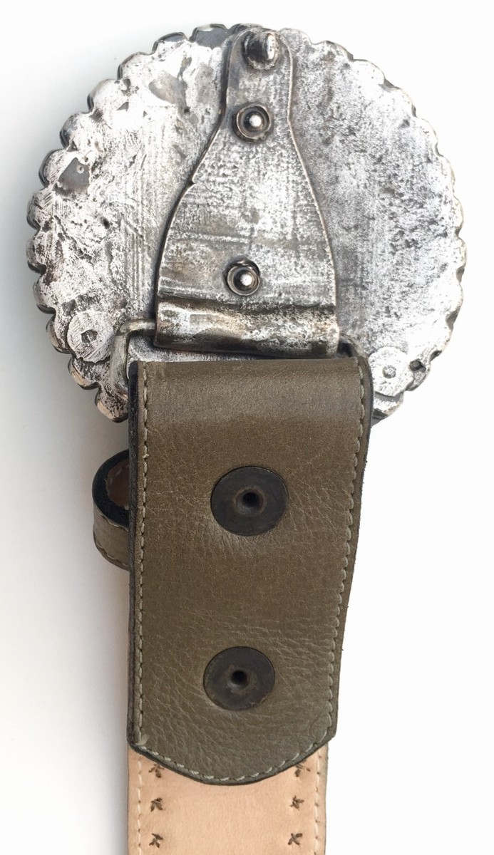 LEATHEROCK (USA) Leather Belt, OLIVE GREEN + Studs + Green  display picture 3