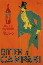 Bitter Campari Fashion Man Bar Drink Italy Italian Vintage Poster Repro FREE S/H