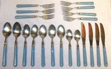 20 PC WF WASHINGTON FORGE MARDI GRAS WILLIAMSBURG BLUE  FLATWARE SET SPOONS FORK