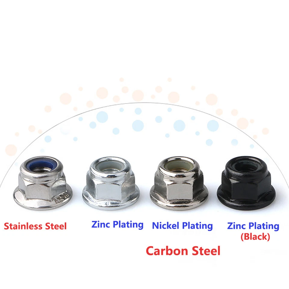 Sicherungsmuttern Flansch Stopmuttern M3 M4 M5M6M8 DIN985 Schwarz verzinkt - Bild 2 von 4