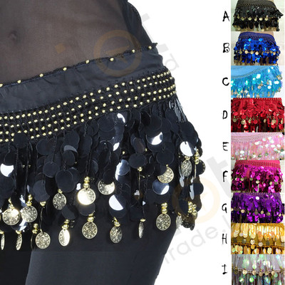 Egypt Belly Dance Dancing Hip Scarf Wrap Belt Skirt Sequins Tassels dress