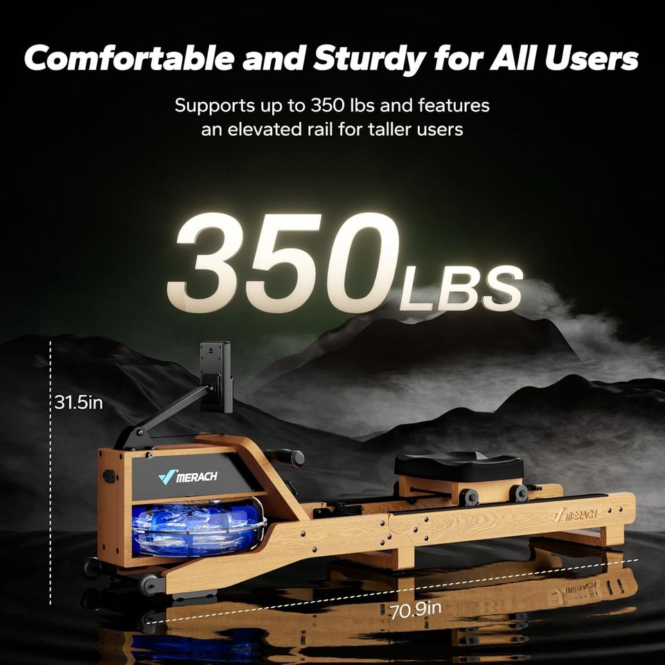 Rm23 Rowing Machine MERACH R23 Water Foldable Rowing Machines for Home Gym with 400LBS ...